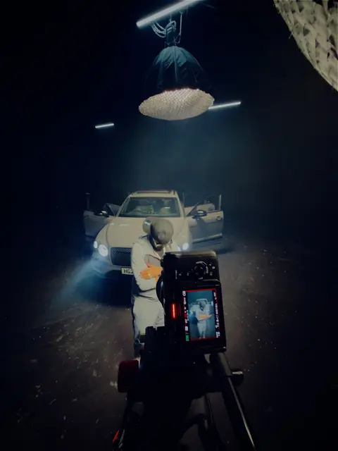 Run Da Mic music video production set with camera and lighting